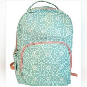 Mary Square Backpack in Blue Mint with Peachy Pink/Coral Trim